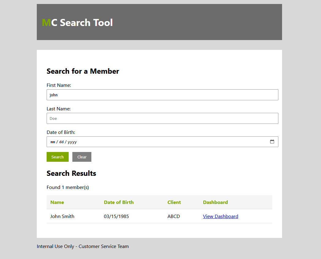 search tool screenshot